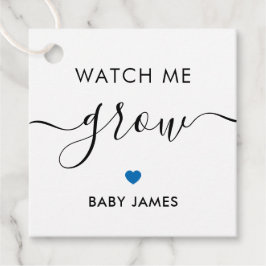 Etiquetas Para Recuerdos Watch Me Grow, Plant Baby Shower Tag, Blue