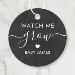 Etiquetas Para Recuerdos Watch Me Grow, Plant Baby Shower Tag, Chalkboard