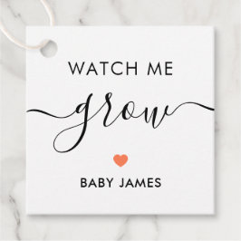 Etiquetas Para Recuerdos Watch Me Grow, Plant Baby Shower Tag, Coral
