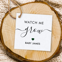 Etiquetas Para Recuerdos Watch Me Grow, Plant Baby Shower Tag, Forest Green