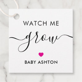 Etiquetas Para Recuerdos Watch Me Grow, Plant Baby Shower Tag, Fuchsia