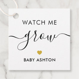 Etiquetas Para Recuerdos Watch Me Grow, Plant Baby Shower Tag, Gold