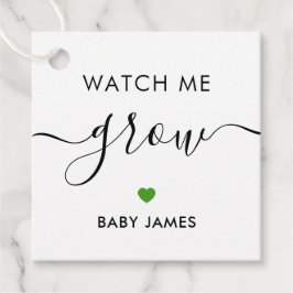 Etiquetas Para Recuerdos Watch Me Grow, Plant Baby Shower Tag, Green