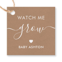 Watch Me Grow, Plant Baby Shower Tag, Kraft