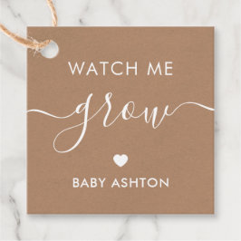 Etiquetas Para Recuerdos Watch Me Grow, Plant Baby Shower Tag, Kraft