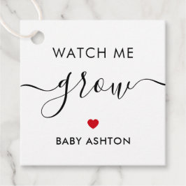 Etiquetas Para Recuerdos Watch Me Grow, Plant Baby Shower Tag, Red