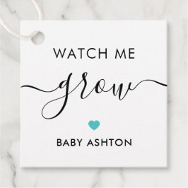 Etiquetas Para Recuerdos Watch Me Grow, Plant Baby Shower Tag, Turquoise