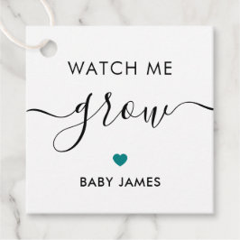Etiquetas Para Recuerdos Watch Me Grow, Plant Baby Shower Tag, Verde azulad
