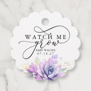 Etiquetas Para Recuerdos Watch Me Grow - Succulum Greenery Baby Shower Fa