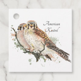 Etiquetas Para Recuerdos Watercolor Art Birding Kestrel Pareja