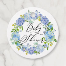 Watercolor Azul Hydrangea Wreath Baby Shower