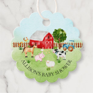 Etiquetas Para Recuerdos Watercolor Barnyard Animals Baby Shower Favor