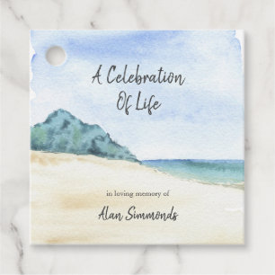 Etiquetas Para Recuerdos Watercolor Beach Scene Celebration Of Life