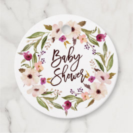 Etiquetas Para Recuerdos Watercolor Bohemian Floral Wreath Baby Shower
