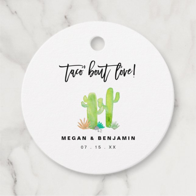 Etiquetas Para Recuerdos Watercolor Cactus Taco Bout Love Boda (Anverso)