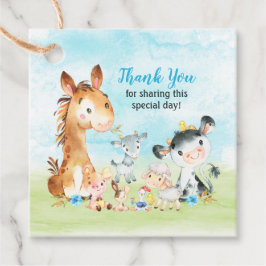 Etiquetas Para Recuerdos Watercolor Farm Animals Boy Gracias