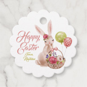 Etiquetas Para Recuerdos Watercolor Feliz Conejo de Pascua