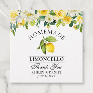 Etiquetas Para Recuerdos Watercolor Floral Lemon Limoncello Square