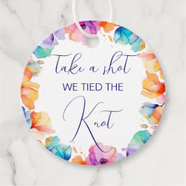 Etiquetas Para Recuerdos Watercolor Floral Take a shot we tied the knot