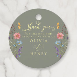 Etiquetas Para Recuerdos Watercolor Flores silvestres caligrafía Boda sabio