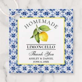 Etiquetas Para Recuerdos Watercolor Lemon Blue Tile Limoncello Gracias