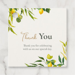 Etiquetas Para Recuerdos Watercolor Lemon Citrus Green Thank You Wedding
