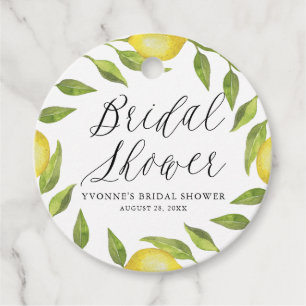 Etiquetas Para Recuerdos Watercolor Lemon Greenery Wreath Bridal Shower