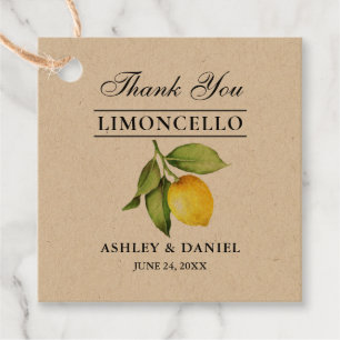 Etiquetas Para Recuerdos Watercolor Lemon Limoncello Kraft Square Tags