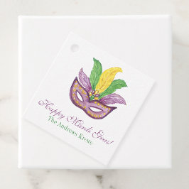Etiquetas Para Recuerdos Watercolor Mardi Gras Máscaras King Cake Crown