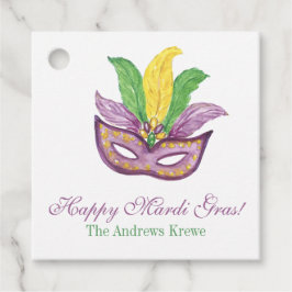 Etiquetas Para Recuerdos Watercolor Mardi Gras Máscaras King Cake Crown
