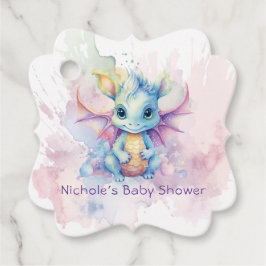 Etiquetas Para Recuerdos Watercolor Pastel Dragon Chica Baby Shower