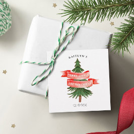 Etiquetas Para Recuerdos Watercolor Pine Tree Merry Little Birday