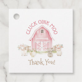 Etiquetas Para Recuerdos Watercolor Pink Farm Animals Baby Shower Favor Tag