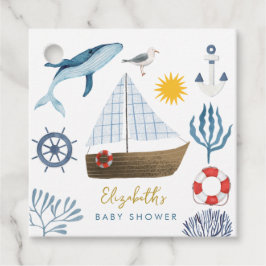Etiquetas Para Recuerdos Watercolor Sea Ship,Sailor Whale Sea Baby Shower