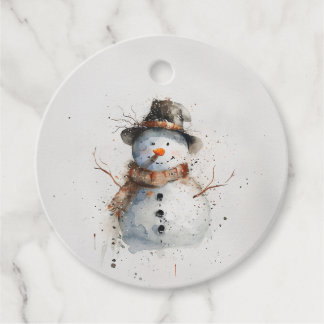 Etiquetas Para Recuerdos Watercolor Snowman
