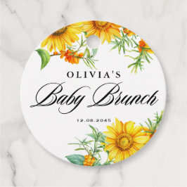 Etiquetas Para Recuerdos Watercolor Sunflower y Seabuckthorn Baby Brunch
