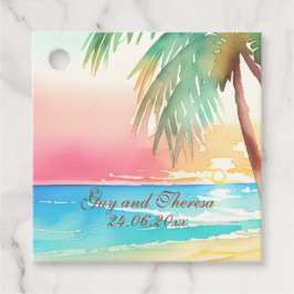Etiquetas Para Recuerdos Watercolor Tropical Beach Wedding