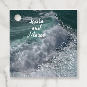 Etiquetas Para Recuerdos Waves and sea with Doodle hearts