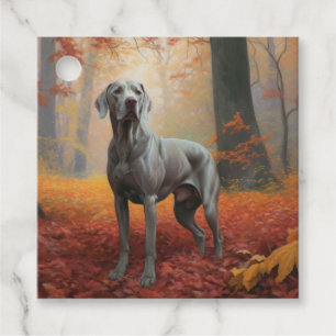 Etiquetas Para Recuerdos Weimaraner en Otoño Hojas Caídas Inspiran