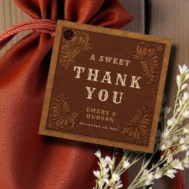 Etiquetas Para Recuerdos Western Tooled Rustic Terracotta Elegant Wedding