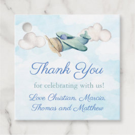 Etiquetas Para Recuerdos Whimsical Airplane Gracias por el bautismo de cump