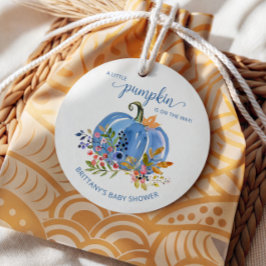 Etiquetas Para Recuerdos Whimsical Blue Pumpkin Baby Shower