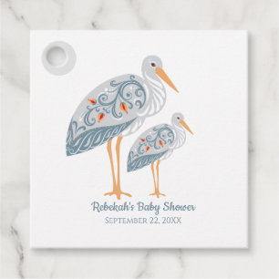 Etiquetas Para Recuerdos Whimsical Folk Art Stork   BABY SHOWER