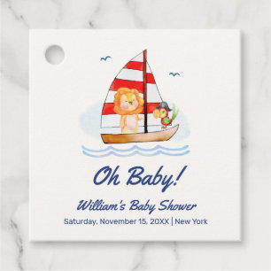 Etiquetas Para Recuerdos Whimsical Nautical Wild Lion Sailboat Baby Shower