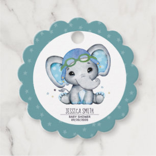 Etiquetas Para Recuerdos Whimsical Watercolor Elephane Airplane Baby Shower