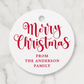 Etiquetas Para Recuerdos White Merry Christmas name message gift hang tags