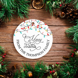 Etiquetas Para Recuerdos White Pastel String ilumina Feliz Navidad