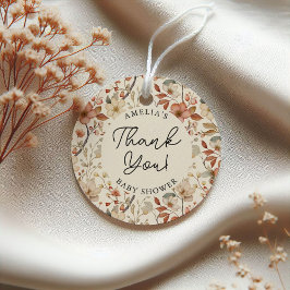 Etiquetas Para Recuerdos Wildflower Boho Ivory Floral Baby Shower Gracias
