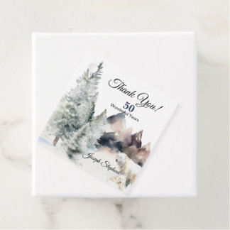 Etiquetas Para Recuerdos Winter Forest Watercolor Favor Tags