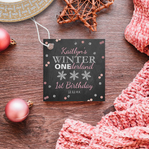 Etiquetas Para Recuerdos Winter ONEderland Chalkboard 1er cumpleaños
